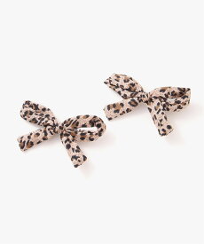 pur chouchou pur chouchou/(W)レオパード リボン ヘアクリップ ミニョントレフル ルームヨンマルサンセレクティッド ヘアアクセサリー バレッタ・ヘアクリップ・ヘアピン ブラウン ベージュ