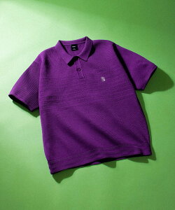 HUF MEGABLAST KNIT POLO TOP / HUF �n�t �j�b�g �|���V���c �n�t �g�b�v�X �|���V���c �O���[ �p�[�v���y���������z