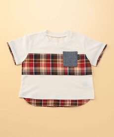 【SALE／30%OFF】COMME CA ISM マドラスチェック使い 半袖Tシャツ(80・90cm) コムサイズム トップス カットソー・Tシャツ レッド ブラック グリーン