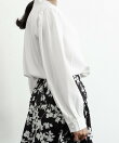 サテン風シャツブラウス Vネックトップス