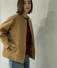 【SALE／20%OFF】OPAQUE.CLIP ウールライクメルトンノーカラーコート【洗濯機洗い可】 オペークドットクリップ ジャケット・アウター その他のジャケット・アウター ベージュ グレー ブラウン ブラック【送料無料】