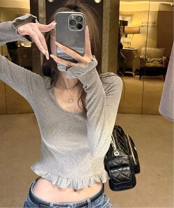 HALEY PESCA HALEY PESCA/(W)HALEY PESCA/�V���v���X�N�[�v�h�E�l�b�N�t�����g�b�v�X �`�F���J �g�b�v�X �J�b�g�\�[�ET�V���c �u���b�N �O���[