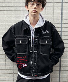 BEN DAVIS / WHITE LABEL 【BEN DAVIS(ベンデイビス)】 EMBRO TRUCKER JACKET / 配色 刺繍 ダイス トラッカージャケット ナバル ジャケット・アウター その他のジャケット・アウター ブラック ホワイト オレンジ カーキ ブラウン【送料無料】