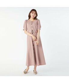 【SALE／10%OFF】LAISSE PASSE フロントボタンミディワンピース レッセパッセ ワンピース・ドレス ワンピース ピンク ベージュ【送料無料】