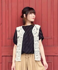 【SALE／16%OFF】axes femme レース刺繍ベスト アクシーズファム トップス ベスト・ジレ ブラック ホワイト