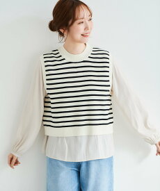 【SALE／33%OFF】le.coeur blanc ブラウスレイヤードニットベスト ルクールブラン トップス ベスト・ジレ ホワイト グリーン ネイビー グレー【送料無料】