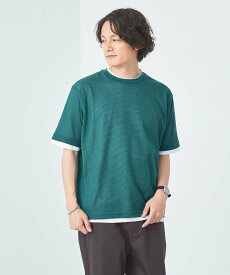 UNITED ARROWS green label relaxing メッシュ レイヤード クルーネック Tシャツ ユナイテッドアローズ グリーンレーベルリラクシング トップス カットソー・Tシャツ ブルー ホワイト グレー【送料無料】