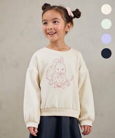 【SALE／30%OFF】ANY KIDS アニマル刺繍 裏シャギー トレーナー エニィ トップス スウェット・トレーナー ベージュ グリーン パープル ネイビー