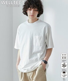 coen 【WELLTECT】ベーシックポケットTシャツ(WEB限定カラー) コーエン トップス カットソー・Tシャツ ホワイト ブラック グレー ベージュ ブラウン グリーン ブルー ネイビー