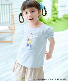 【SALE／20%OFF】ANY KIDS 【any FAM ×サンリオキャラクターズ】パフスリーブ Tシャツ エニィ トップス カットソー・Tシャツ ブラック ホワイト ピンク