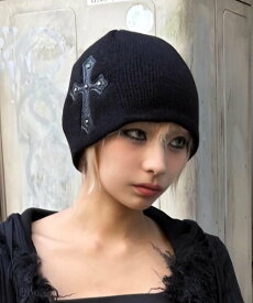 XU 【XU】cross beanie / ニット帽 ビーニー 帽子 ユニセックス ストリート ネバーマインドザエックスユー／チカシツプラス 帽子 ニット帽・ビーニー ブラック カーキグリーン グレー ホワイト【送料無料】