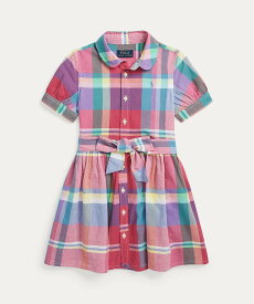 POLO RALPH LAUREN (ガールズ 2才~6才)コットン マドラス シャツドレス ラルフローレン ワンピース・ドレス ワンピース レッド【送料無料】