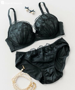 fran de lingerie �h�J���[�X�̃x�[�V�b�N�f�U�C�������炵���o�X�g�� �u�t�����X�^���_�[�h003�v �t�����f�����W�F���[ �C���i�[�E���[���E�F�A �u�����V���[�c�Z�b�g �u���b�N �u���[ �O���[