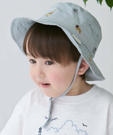 petit main 【遮熱】刺しゅうバケットハット ナルミヤオンライン 帽子 ハット ホワイト ネイビー グリーン ベージュ ピンク