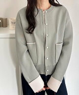 【SALE／35%OFF】GeeRA 配色カラーニットカーデ ジーラ トップス カーディガン グレー ベージュ ブラック…