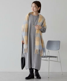 【SALE／20%OFF】AMERICAN HOLIC バイパチボックスニットワンピース＜静電気軽減＞ アメリカンホリック ワンピース・ドレス ワンピース グレー ブラック ネイビー