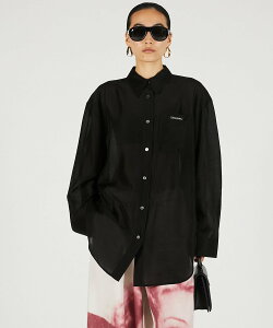 �ySALE�^30%OFF�zPRANK PROJECT �V���N�u�����h�V�A�[�I�[�o�[�V���c / Silk Blend Sheer Over Shirt �v�����N �v���W�F�N�g �g�b�v�X �V���c�E�u���E�X �u���b�N �z���C�g�y���������z