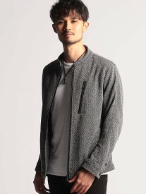 【SALE／30%OFF】NICOLE CLUB FOR MEN ヘリンボンショートスタンドカラーブルゾン ニコル ジャケット・アウター その他のジャケット・アウター ブラック グレー【送料無料】
