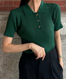【SALE／62%OFF】JUNOAH 半袖ニットポロシャツ ジュノア トップス シャツ・ブラウス ブルー ブラック レッド ホワイト ピンク グリーン グレー ベージュ ネイビー オレンジ