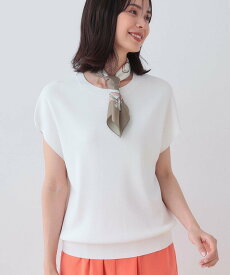 【SALE／50%OFF】INDIVI 【洗える/SETUP可能】フレンチスリーブ イージーニット インディヴィ トップス ニット ホワイト ブラック【送料無料】