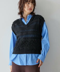 【SALE／50%OFF】AMERICAN HOLIC ループミックスニットベスト アメリカンホリック トップス ベスト・ジレ ブラック ベージュ