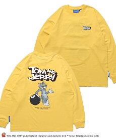B ONE SOUL 【SEQUENZ】 TOM and JERRY BALL AND DICE LS TEE/ トムとジェリー ロンT ビックサイズ キャラクター バックプリント ナバル トップス カットソー・Tシャツ ブラック ホワイト イエロー ブルー【送料無料】