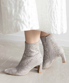 【SALE／50%OFF】RANDA キルティングライクビジューブーツ ランダ シューズ・靴 ブーツ グレー ブラック ベージュ【送料無料】