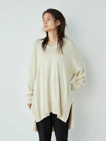 【SALE／30%OFF】AMERICAN HOLIC VネックサイドスリットBIGニットチュニック アメリカン ホリック ニット 長袖ニット ホワイト グレー ブラウン ブルー