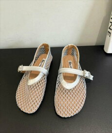 【SALE／42%OFF】La-gemme ベルトメッシュ バレエシューズ ラジュール シューズ・靴 サンダル レッド シルバー ブラック ベージュ ホワイト【送料無料】
