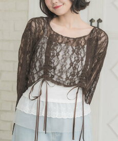 【SALE／46%OFF】ems excite 【新色追加】レースドロストCT レトロガール トップス カットソー・Tシャツ ホワイト ピンク ブラウン ブラック