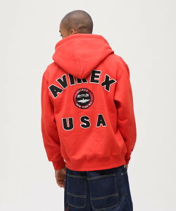 AVIREX VARSITY LOGO SWEAT ZIP UP PARKA /�o�[�V�e�B ���S �X�E�F�b�g �W�b�v�A�b�v �p�[�J�[ �A���B���b�N�X �g�b�v�X �p�[�J�[�E�t�[�f�B�[ �O���[�� �z���C�g �J�[�L�O���[�� �u���b�N �I�����W�y��