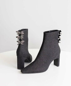 RANDA バックリボングリッターショートブーツ ランダ シューズ・靴 ブーツ ブラウン シルバー ブラック【送料無料】