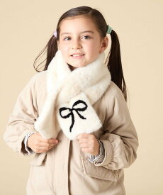 【SALE／10%OFF】a.v.v [KIDS]【差し込み型で安心・楽ちんあったか】リボンファーマフラー アー・ヴェ・ヴェ ファッション雑貨 マフラー・ストール・ネックウォーマー ホワイト