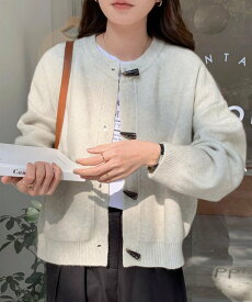 【SALE／30%OFF】miniministore 韓国風トグルボタンニットカーディガン秋冬 ミニミニストア トップス カーディガン イエロー ホワイト グレー ピンク【送料無料】