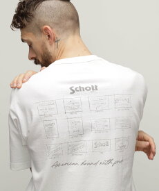 Schott T-SHIRT "ARCHIVE STAMPS"/Tシャツ "アーカイブスタンプ ショット トップス カットソー・Tシャツ グレー ブラック ホワイト【送料無料】