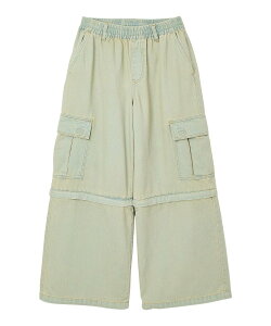 X-girl FADED 2WAY WIDE LEG DENIM CARGO PANTS �G�b�N�X�K�[�� �p���c ���̑��̃p���c �l�C�r�[�y���������z