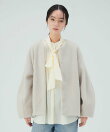 メランジ ノーカラー ジャケット 26AW 秋新作 冬アウター 防寒 軽量
