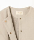 メランジ ノーカラー ジャケット 26AW 秋新作 冬アウター 防寒 軽量
