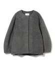 メランジ ノーカラー ジャケット 26AW 秋新作 冬アウター 防寒 軽量
