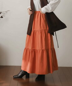 【SALE／50%OFF】SENSE OF PLACE スウェードタッチティアードスカート センス オブ プレイス スカート その他のスカート ホワイト ブラウン オレンジ