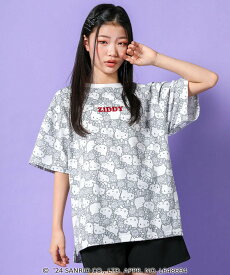 ZIDDY 【 ニコ☆プチ 掲載 】【ハローキティ*ZIDDY】総柄BIGTシャツ(130~160cm) ベベ オンライン ストア トップス カットソー・Tシャツ ホワイト ブラック