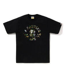 A BATHING APE 1ST CAMO CRAZY STA COLLEGE TEE ア ベイシング エイプ トップス カットソー・Tシャツ ホワイト ブラック【送料無料】