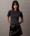【SALE／60%OFF】Calvin Klein Jeans (W)【公式ショップ】 カルバンクライン コットンリブショートスリーブプルオーバー Calvin Klein Jeans 47B361G カルバン・クライン トップス ニット グレー ホワイト【送料無料】