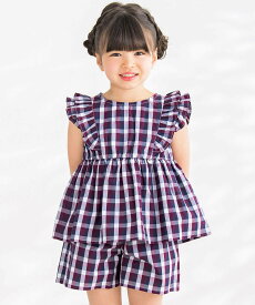 BeBe Petits Pois Vert カラフルギンガムセットアップ(95~150cm) ベベ オンライン ストア スーツ・フォーマル セットアップスーツ レッド ブルー【送料無料】