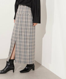 【SALE／50%OFF】N. Natural Beauty Basic ハイウエストチェックナロースカート《ブラウン系:LUMINE・LUCUA・official site限定》 エヌ ナチュラルビューティーベーシック* スカート その他のスカート グリーン ブラック ブラウン【送料無料】