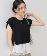 【SALE／10%OFF】VIS オーガンジードッキングフレンチニット ビス トップス ニット ピンク ホワイト ブラ…