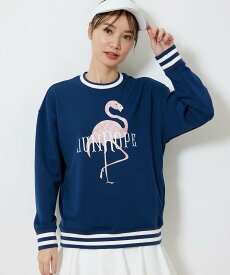 JUN&ROPE' フラミンゴプリント長袖プルオーバー ジュンアンドロペ トップス カットソー・Tシャツ ホワイト ネイビー ピンク【送料無料】