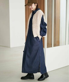 SLOBE IENA 《シリーズあり》LEDENIM BDU デニムシャツワンピース スローブ イエナ ワンピース・ドレス シャツワンピース ネイビー ブルー【送料無料】