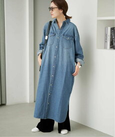 SLOBE IENA 《シリーズあり》LEDENIM BDU デニムシャツワンピース スローブ イエナ ワンピース・ドレス シャツワンピース ネイビー ブルー【送料無料】