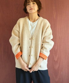 AMERICAN HOLIC VネックWフェイスニットカーディガン【WEB限定カラー有り】 アメリカンホリック トップス カーディガン パープル ブルー ブラック グレー ベージュ ホワイト【送料無料】